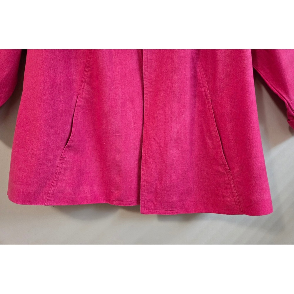 Vintage Coldwater Creek Hot Pink Linen Open Front Blazer 3/4 Sleeve Size 2X - Picture 2 of 9